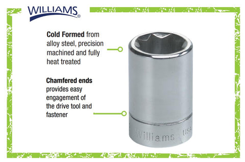 Williams JHWWSBD-7RC socket set angle view showing depth