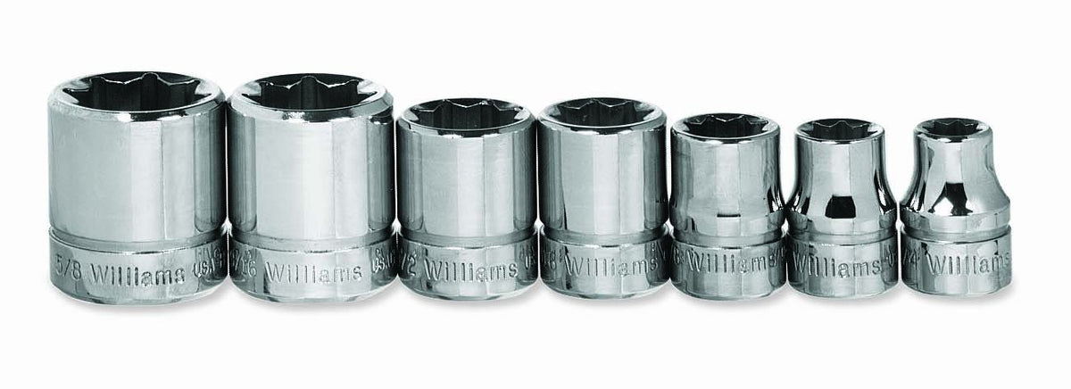 Williams JHWWSBD-7RC socket set front view with polished chrome finish
