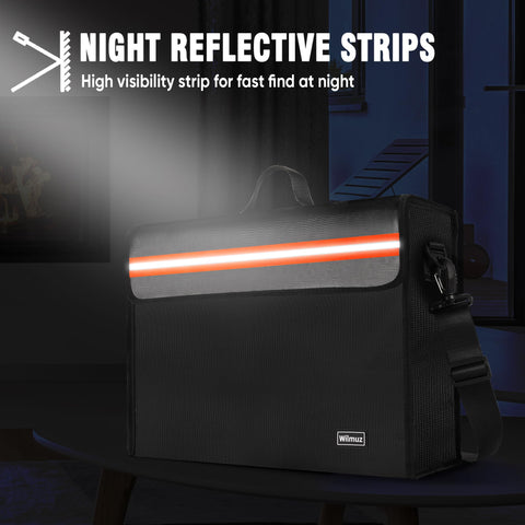 Wilmuz fireproof bag reflective tape improves visibility at night.