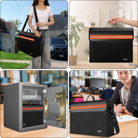 Wilmuz fireproof document box in home, office, travel setup.