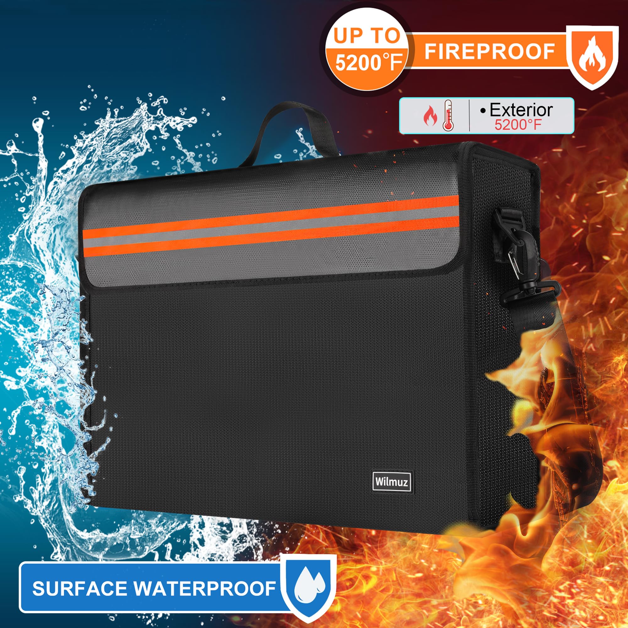 Wilmuz fireproof document box interior foil keeps papers safe.