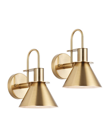 WILON gold wall sconce with gooseneck brass finish for focused task lighting in living spaces.