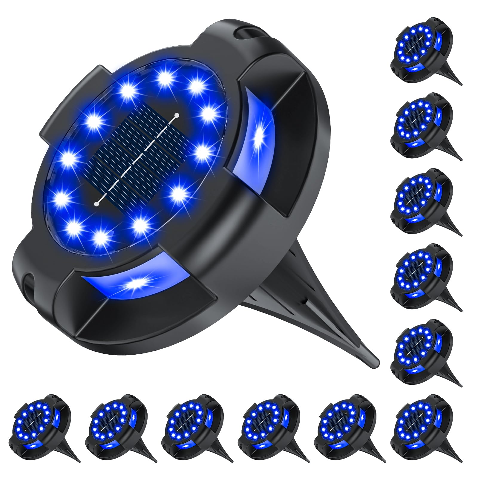 WILUX solar pathway light with blue LED on stake for safe nighttime guidance
