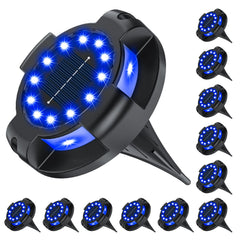 WILUX solar pathway light with blue LED on stake for safe nighttime guidance