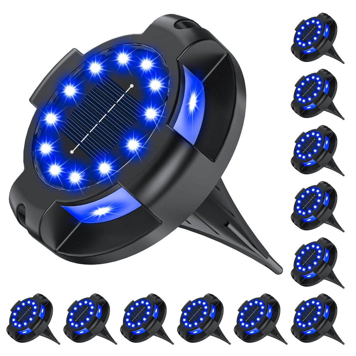WILUX solar pathway light with blue LED on stake for safe nighttime guidance