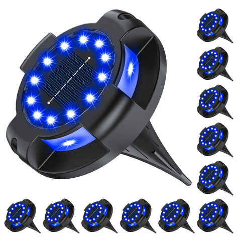 WILUX solar pathway light with blue LED on stake for safe nighttime guidance