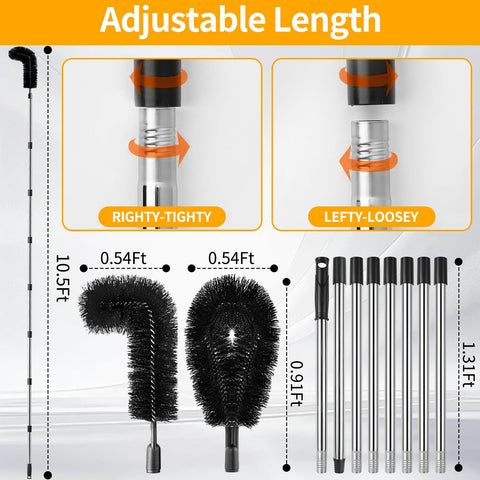 WIN&YING 10.5ft telescopic pole enables extended reach without ladders.