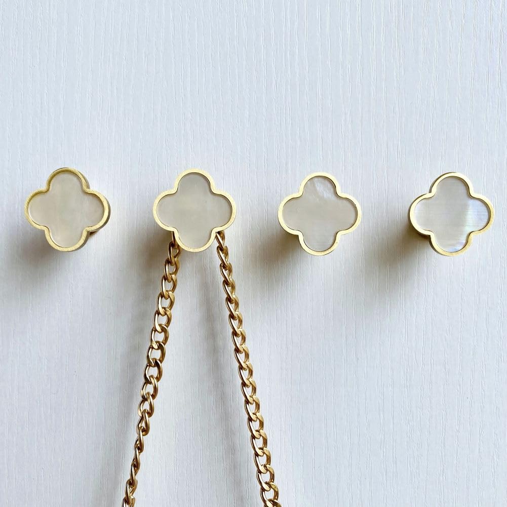 WIN CHAMP four leaf clover design brass hook adds decorative storage