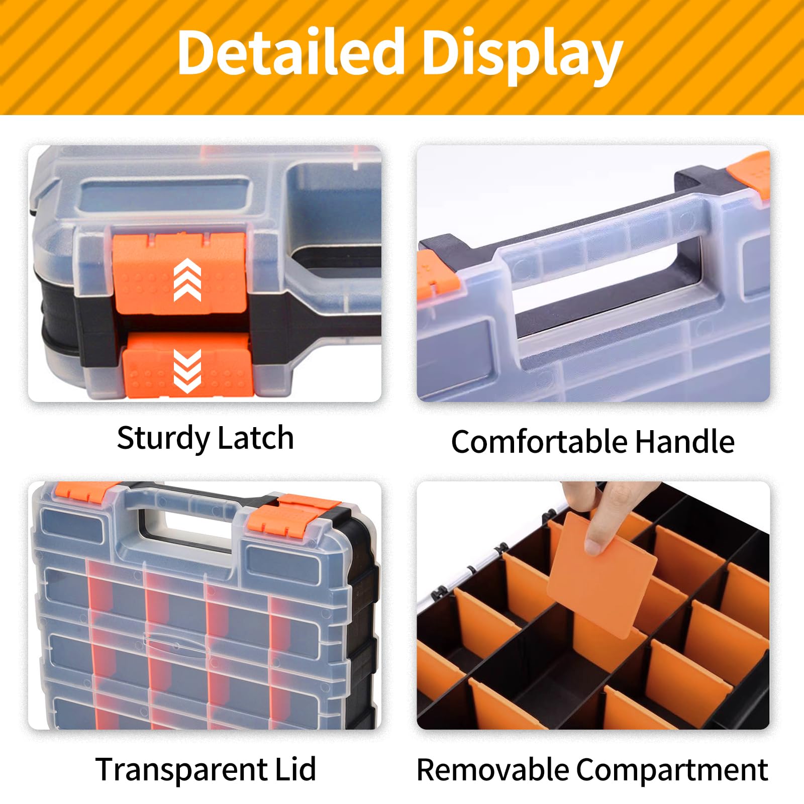 WIN&YING removable dividers enable flexible configuration for nails, drill bits, or jewelry components