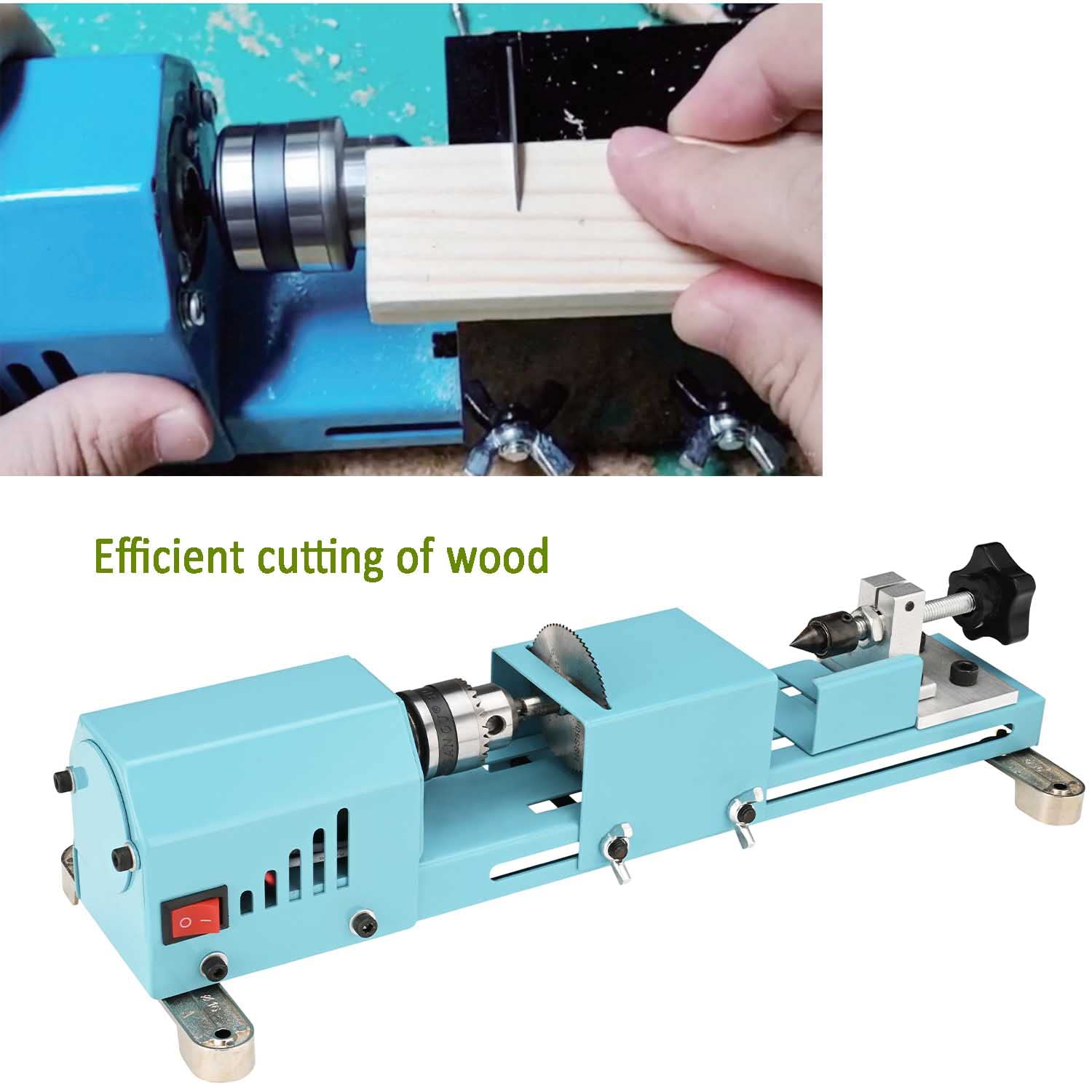 Winbomgo mini lathe with fixed chuck kit for secure workholding.