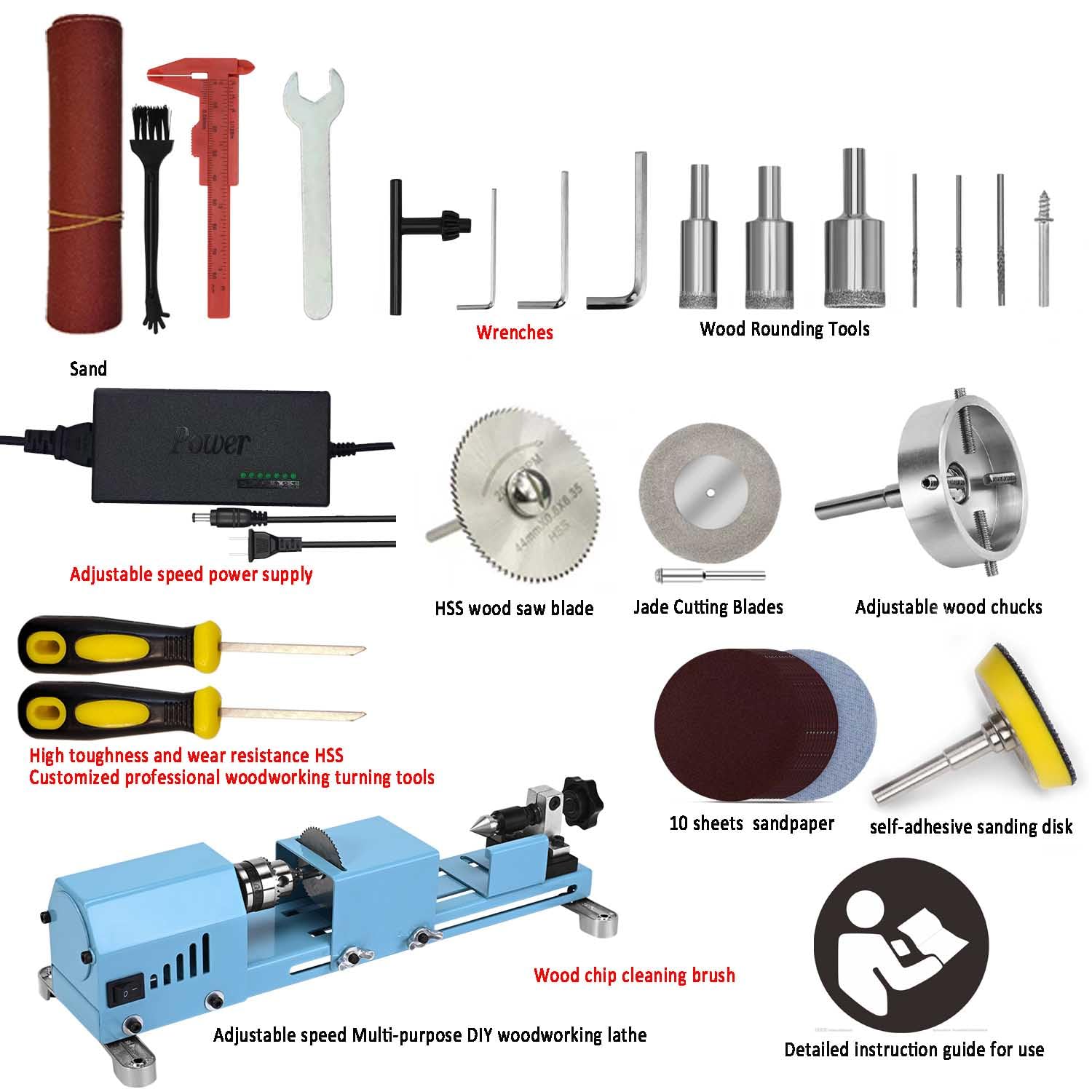 Winbomgo mini lathe speed control dial supports precise turning.