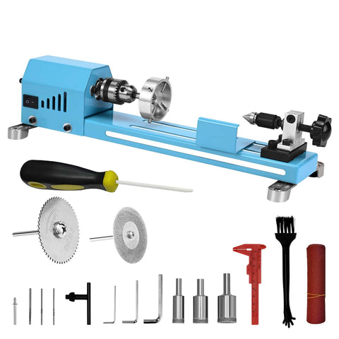 Winbomgo mini lathe table-top assembly for precise wood turning projects.