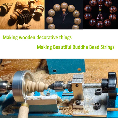 Winbomgo mini lathe turning wood with a smooth, quiet operation.