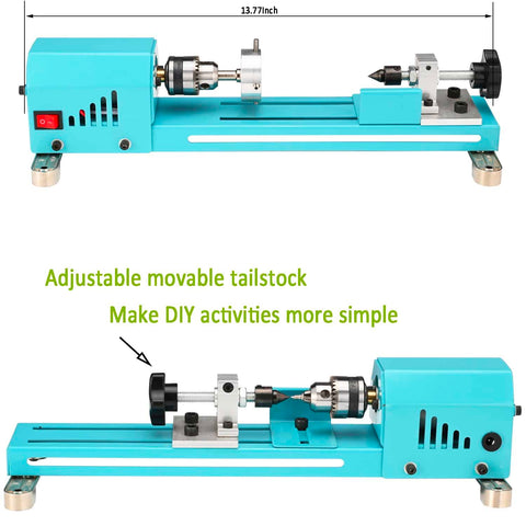 Winbomgo table-top lathe base provides stable platform for tasks.