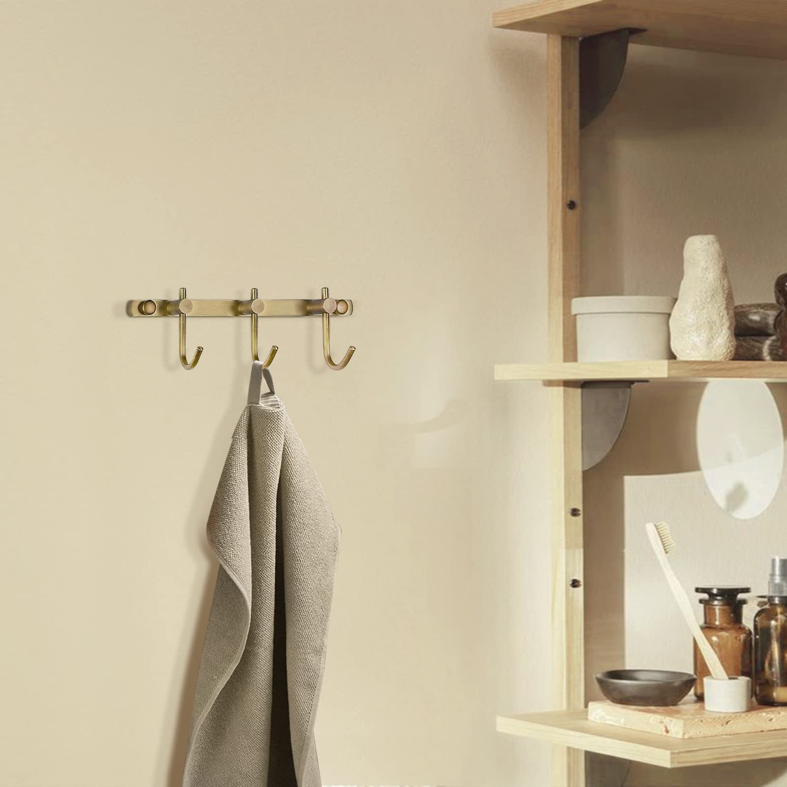 WINCASE brushed brass wall hooks for coats and robes