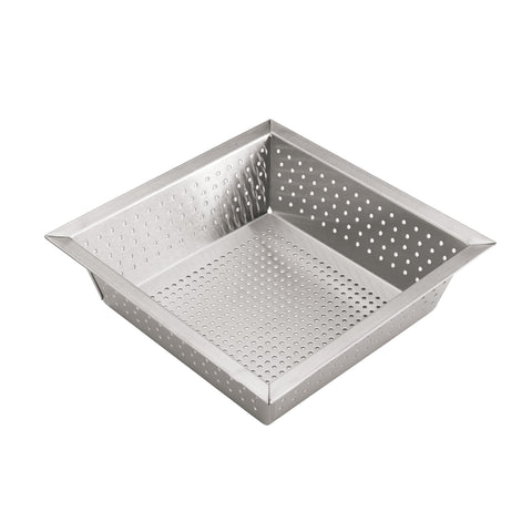 Winco FDS-1010 stainless steel floor drain strainer catching debris while enabling efficient water drainage