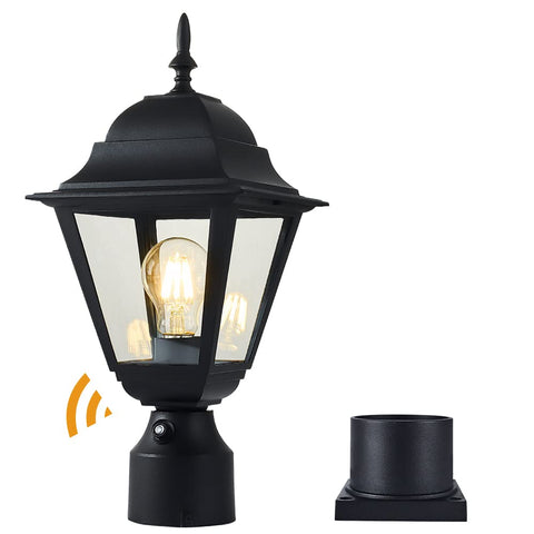 Windben dusk-to-dawn outdoor post light with clear tempered glass for reliable night illumination.