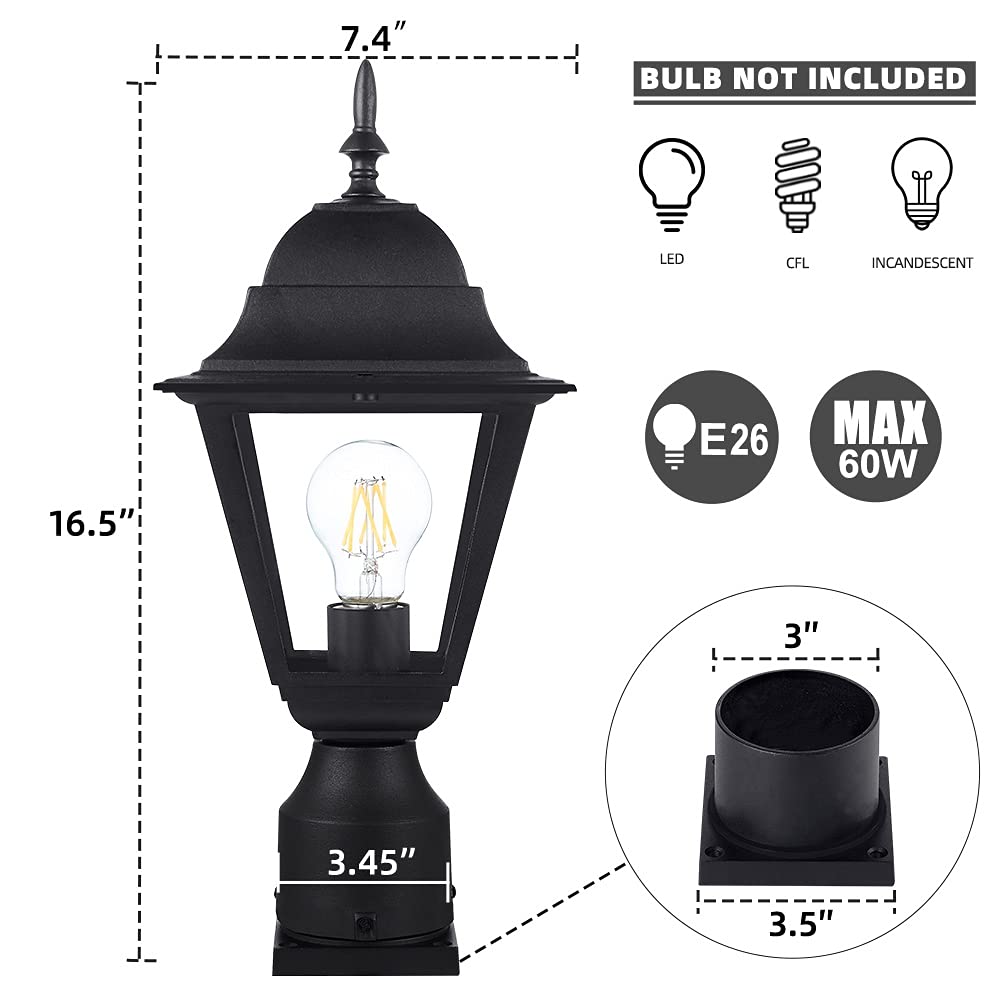 Windben matte black post light 16.5 inches suits driveways.