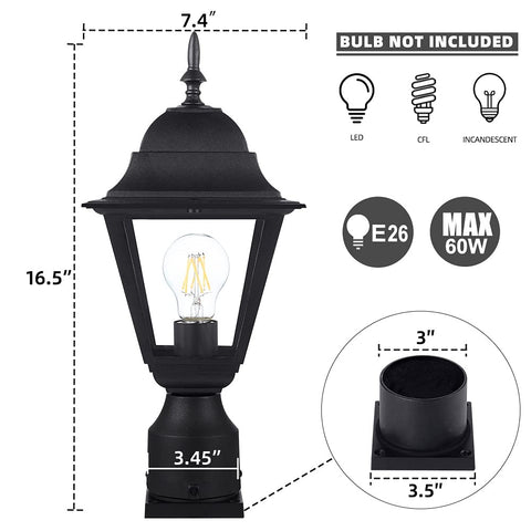 Windben matte black post light 16.5 inches suits driveways.