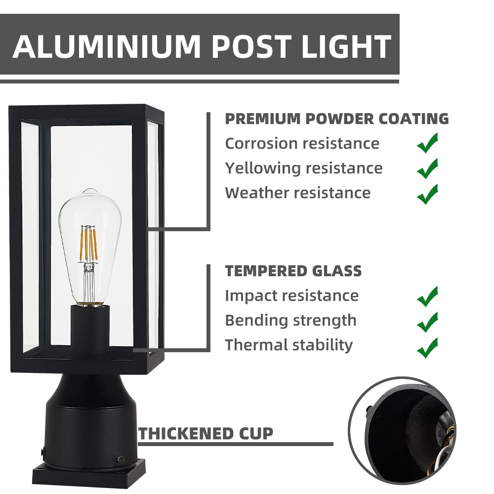 Windben Outdoor Post Light side view highlights clean lines and rust-resistant coating