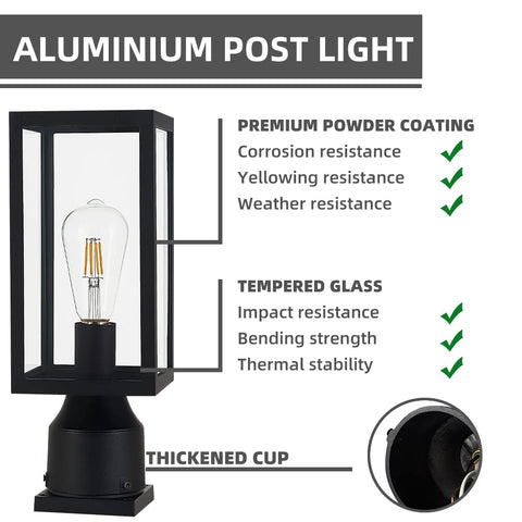 Windben Outdoor Post Light side view highlights clean lines and rust-resistant coating