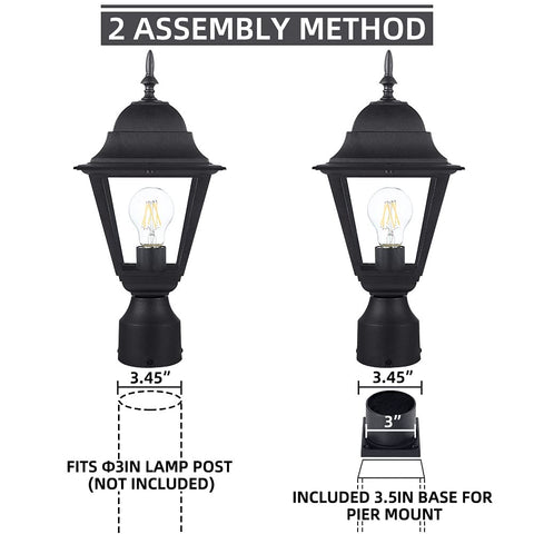 Windben LED-compatible post light offers versatile bulb choices.