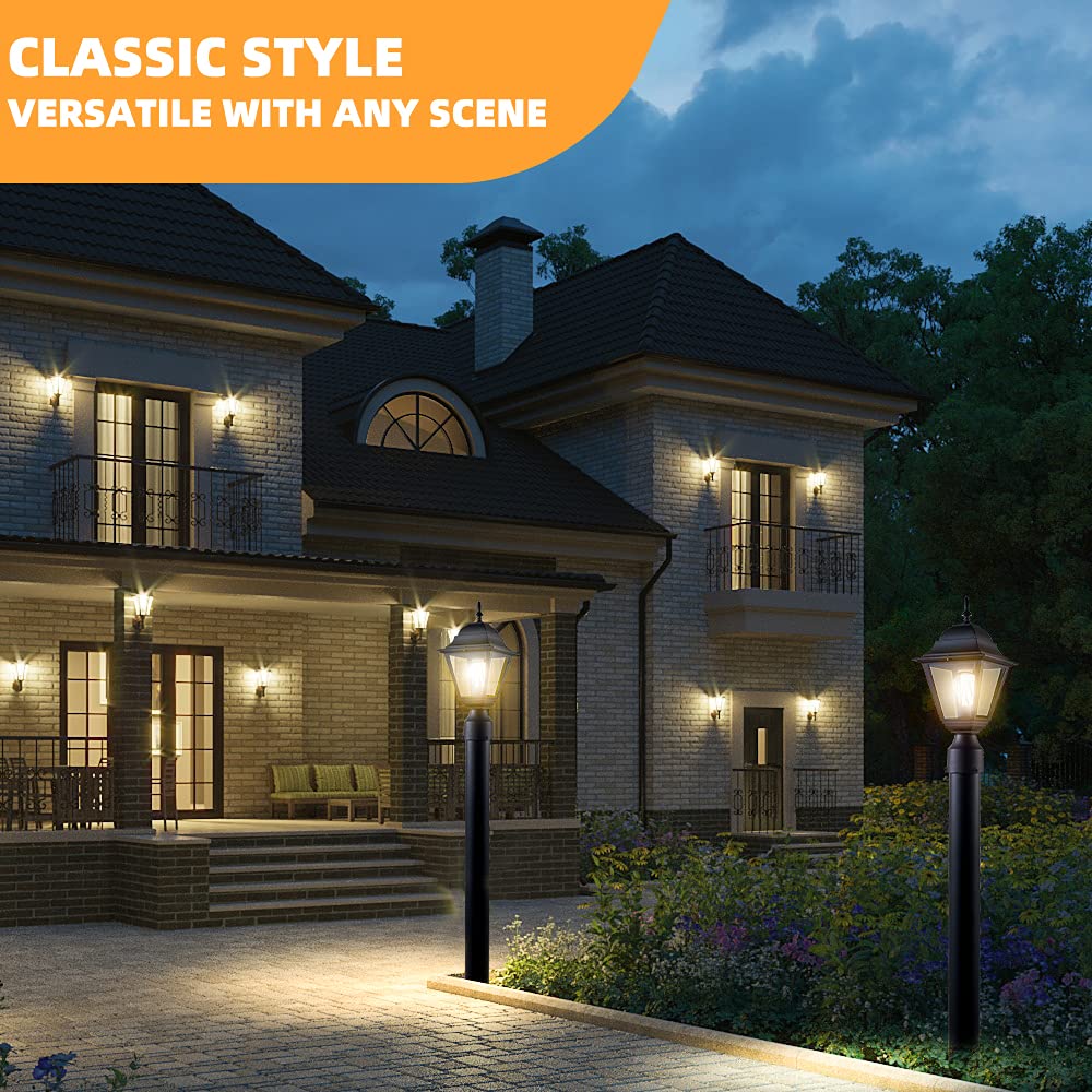 Windben post light with E26 base fits multiple outdoor setups.