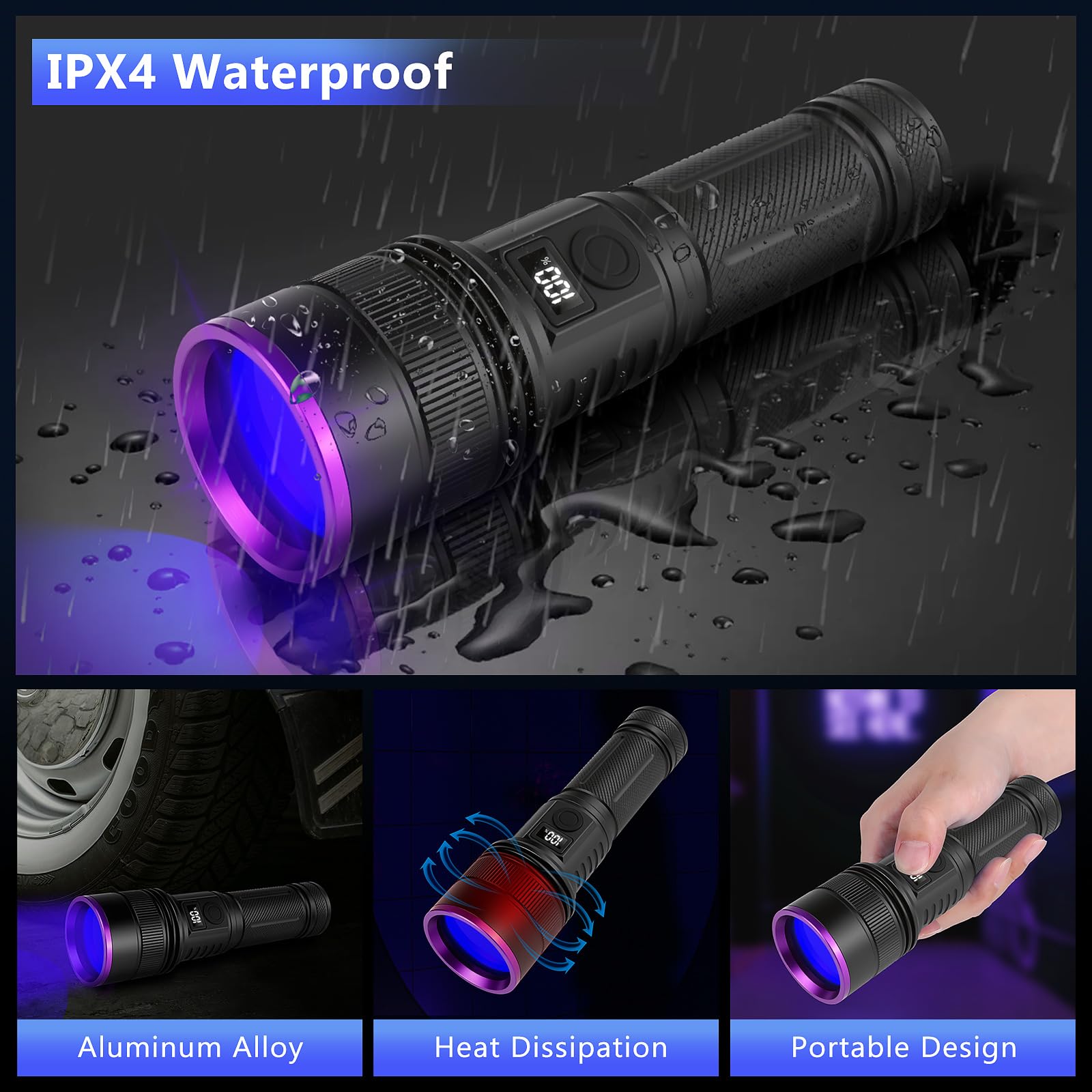 WINDFIRE UV flashlight supports blood-trace detection under appropriate lighting.