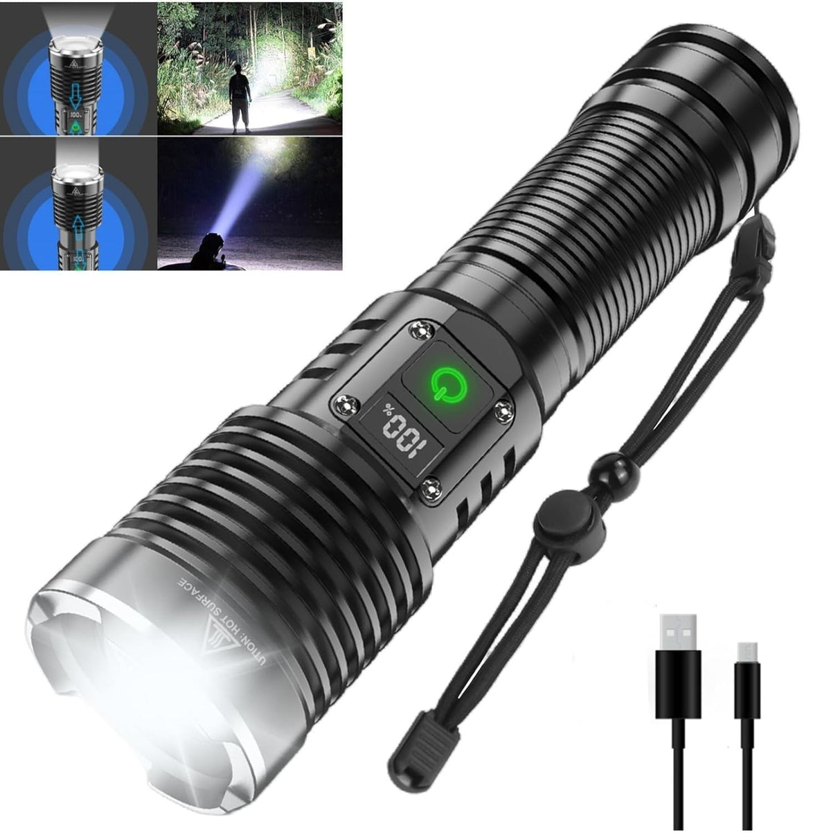 WINDFIRE 8066 front view showcases its rugged, high-lumen flashlight ready for outdoor adventures.