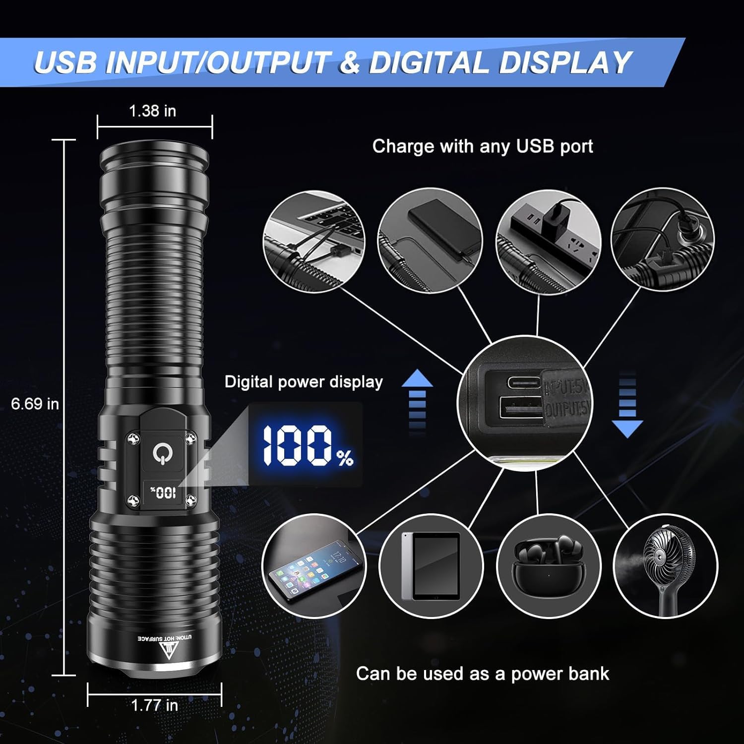 WINDFIRE 8066 USB-C charging demonstrates fast recharging on the go.