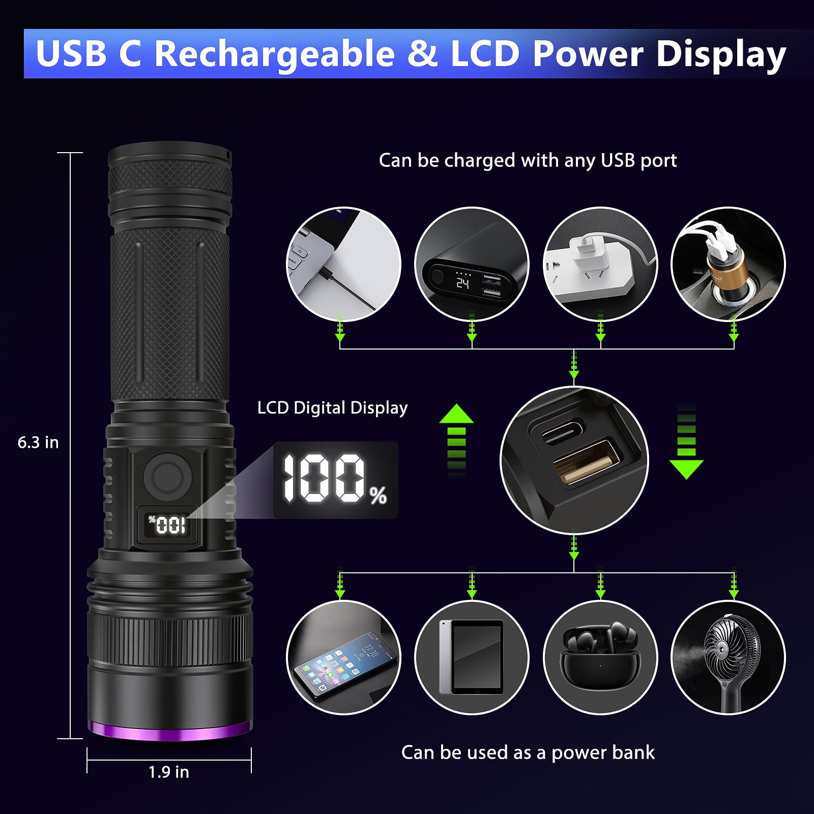 WINDFIRE UV flashlight aiding nocturnal scorpion detection through fluorescence.