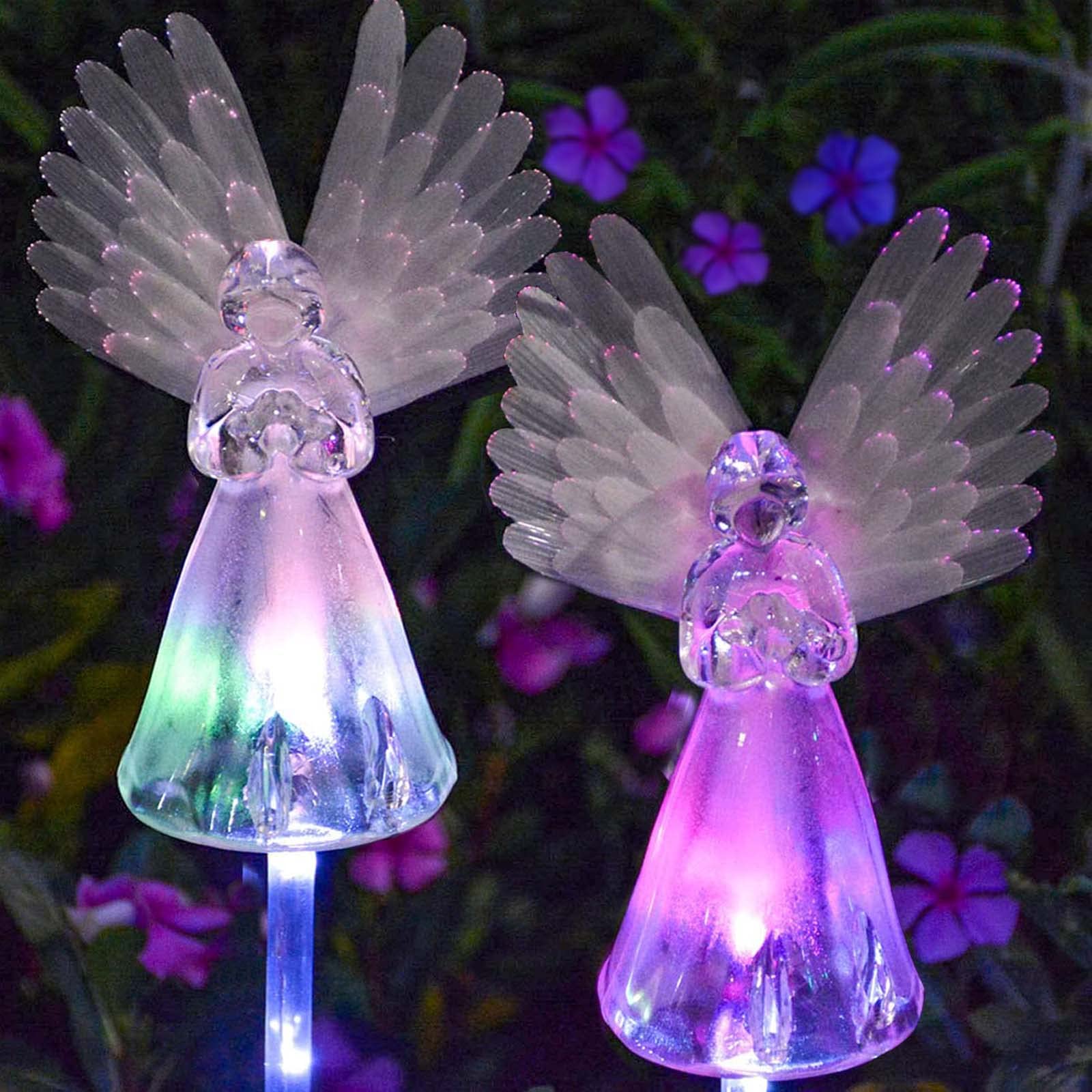 Windpnn angel solar light for cemetery decor with color-changing LED glow.