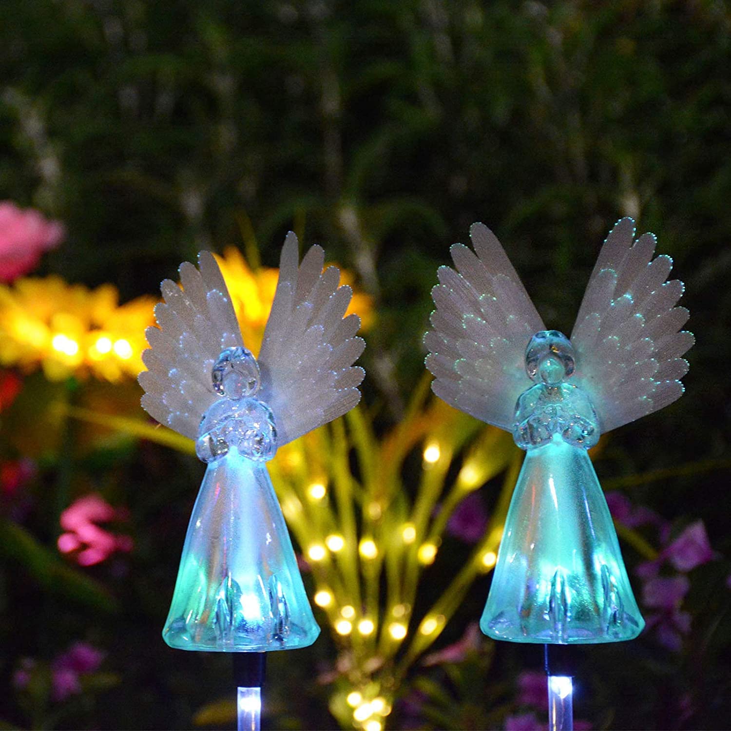 Windpnn night glow angel decor enhances patios and gardens.