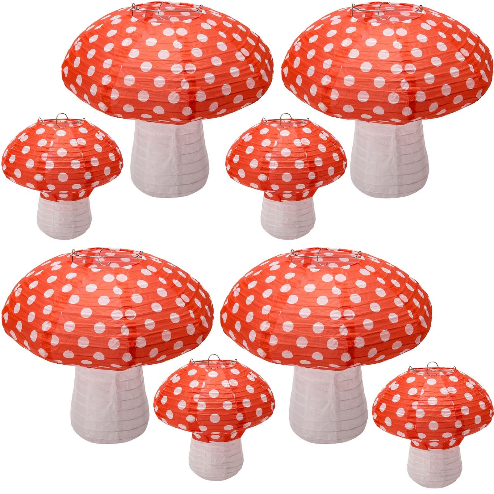 Windspeed mushroom lanterns 8inch set front view for vibrant forest ambience