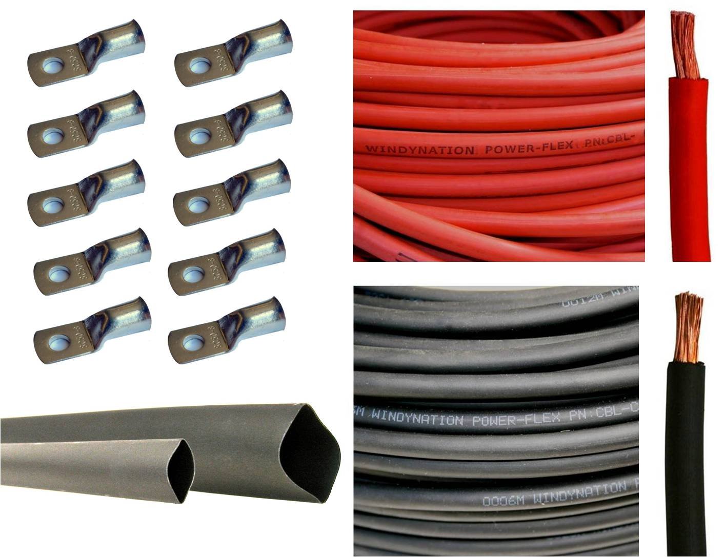 WindyNation 2AWG red welding cable shows flexible copper core for high current use