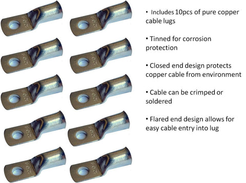 WindyNation cable lug assembly closeup with flared barrel and crimps