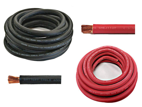 WindyNation WNI 2-0 AWG copper battery cable in black, ideal for high-current connections.