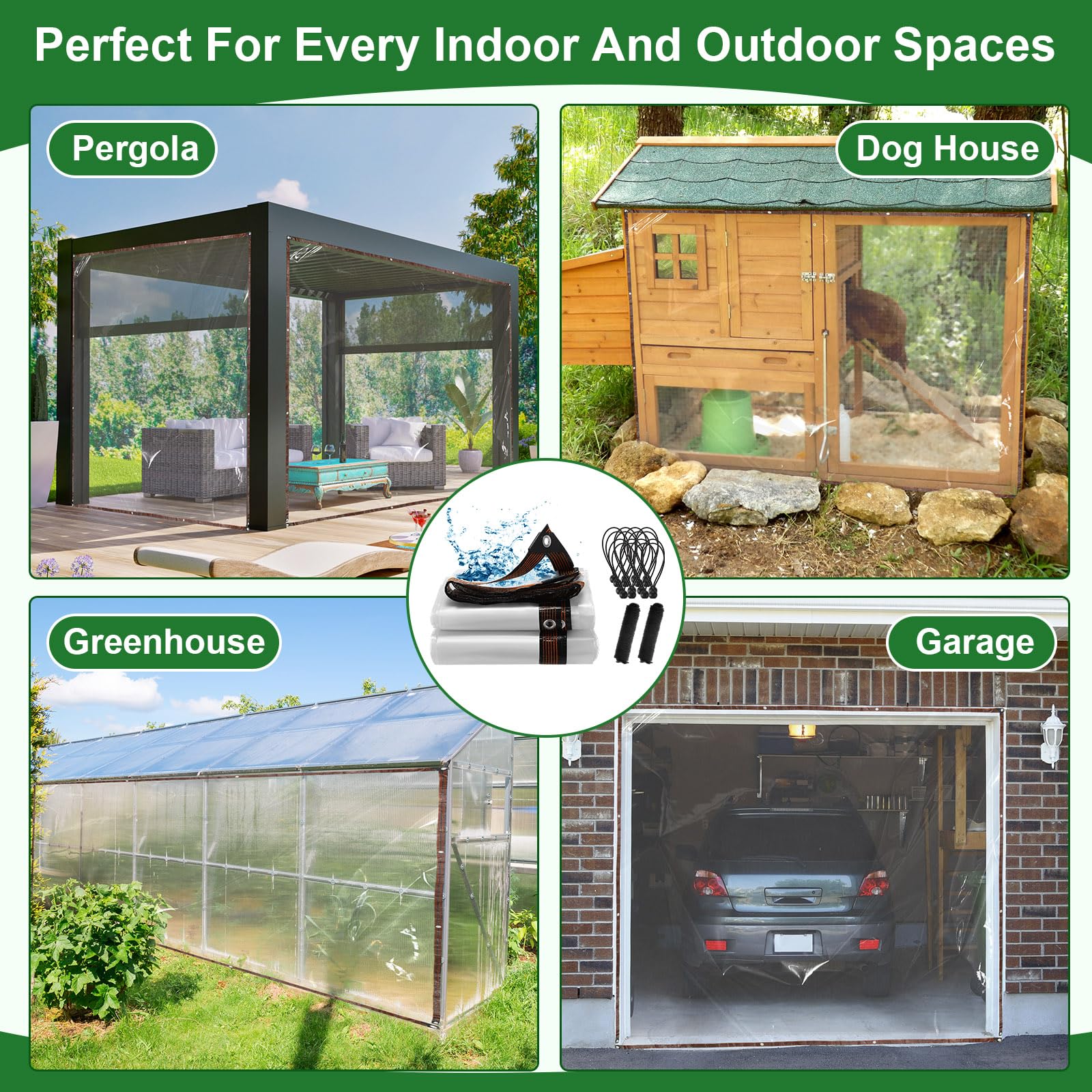 Windyun clear tarp with UV protection and visibility for greenhouse setups.