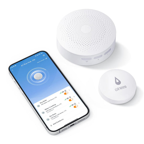 Winees WiFi water leak detector hub setup enabling quick connection