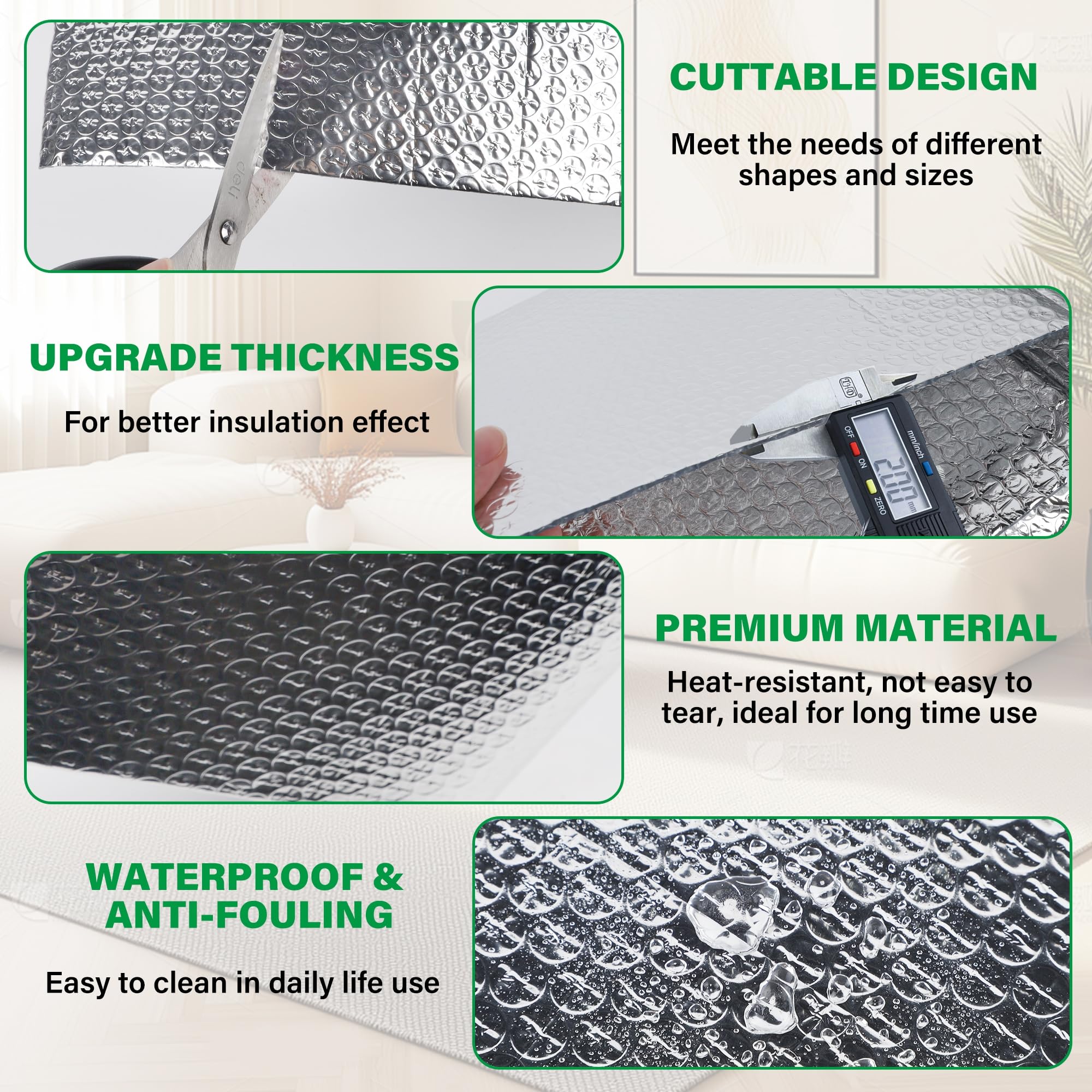 Winemana reflective foil close-up highlights tear-resistant aluminum for durable shading.