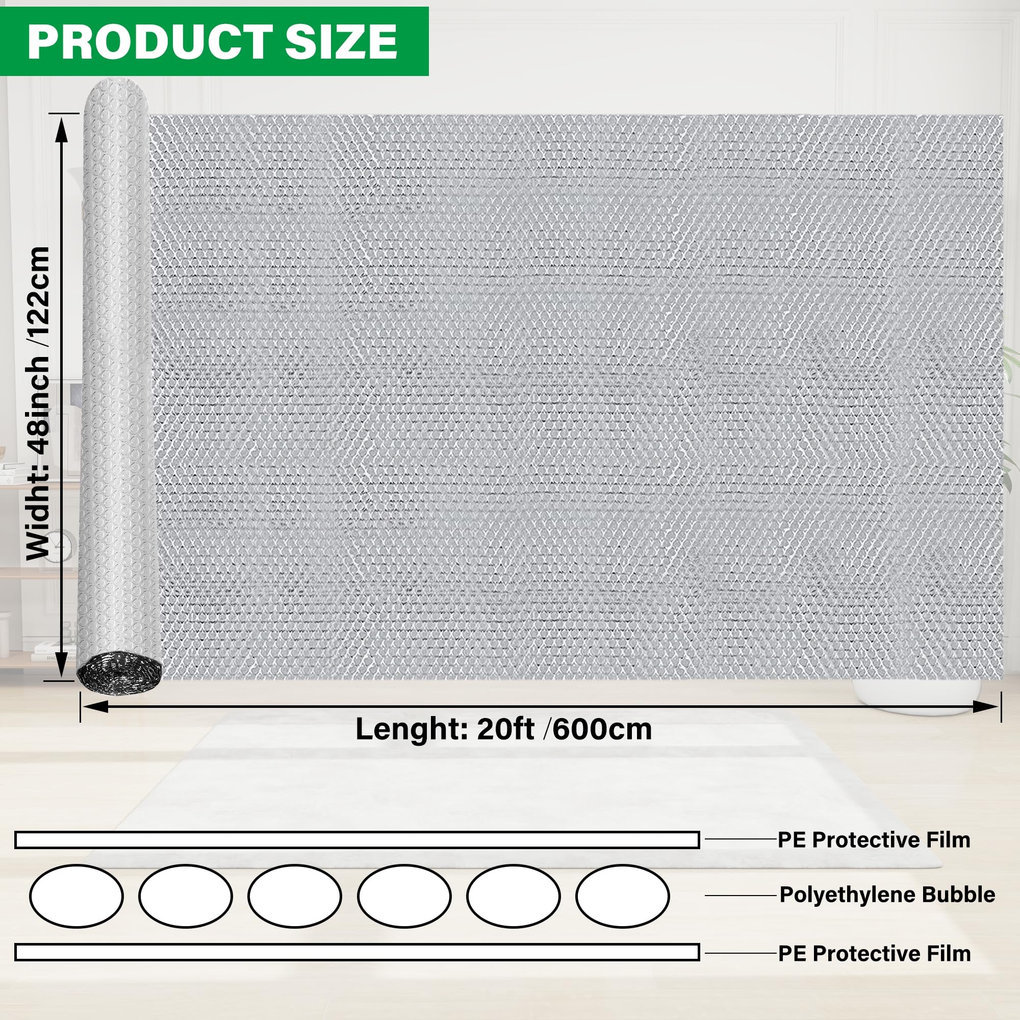 Winemana tear-resistant aluminum film close-up emphasizes long-lasting insulation material.