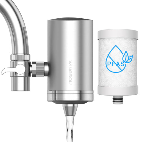 WINGSOL sink-filter assembly shows durable stainless steel housing for reliable kitchen filtration.