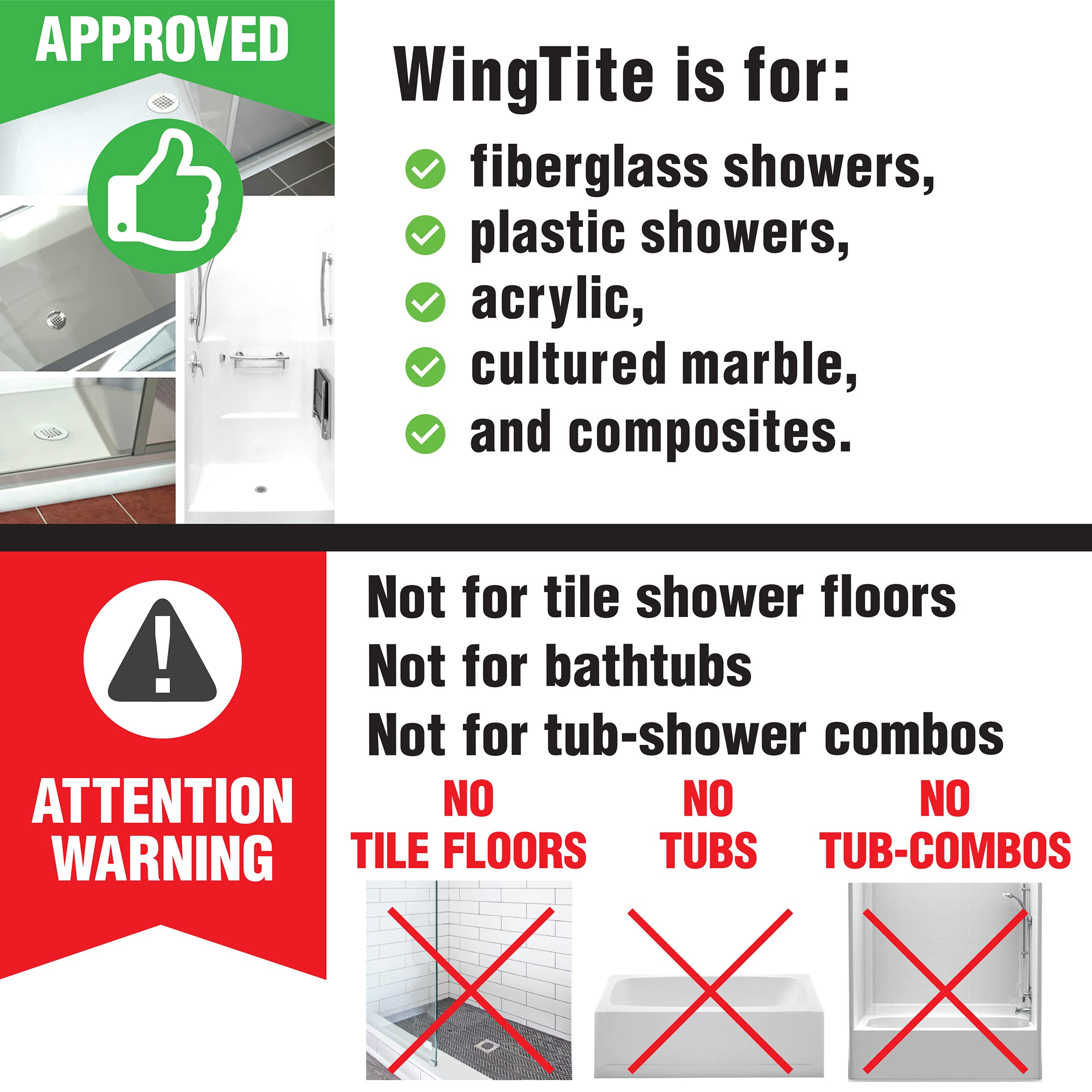 WingTite chrome SD1000 top-installation diagram highlights quick repair without removing the shower.