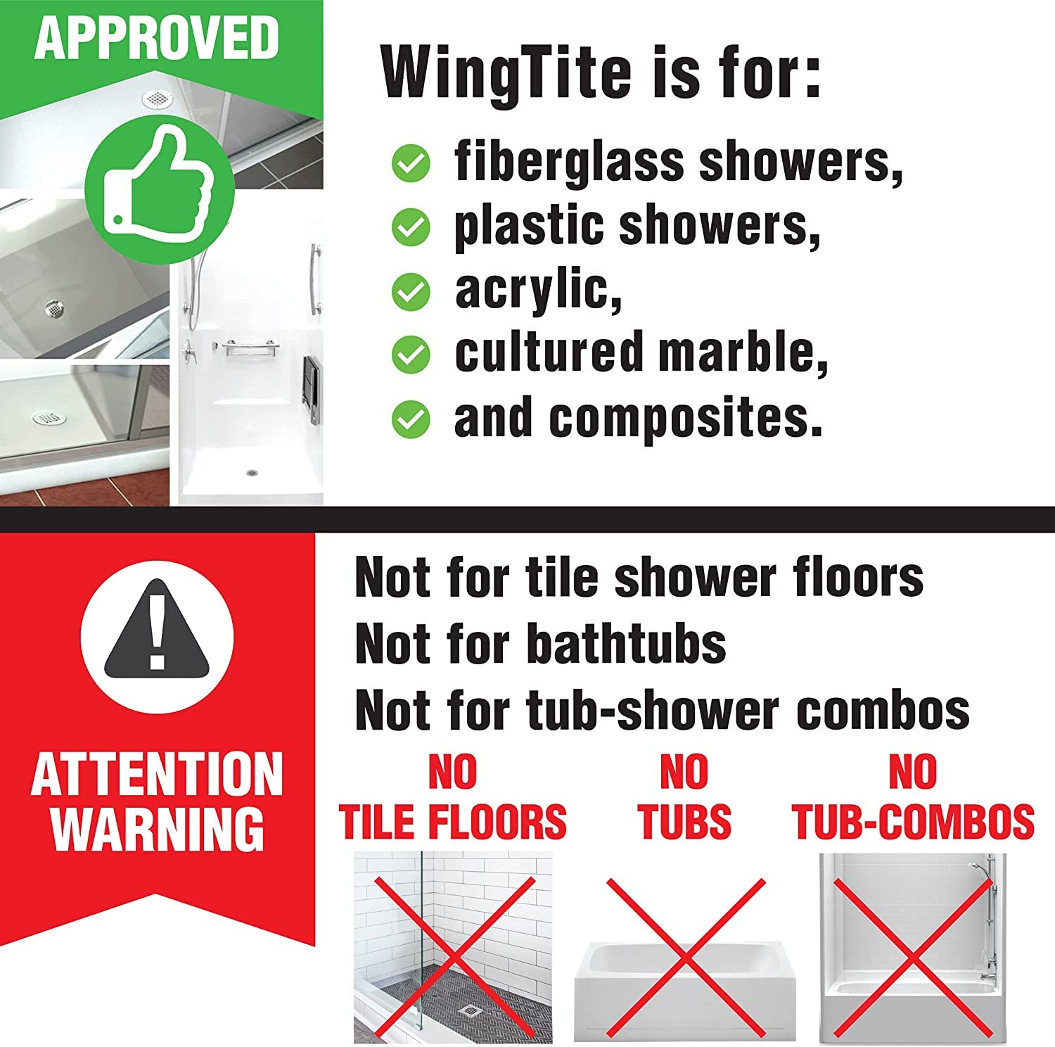 WingTite Pro-Series top-install design enabling easy retrofit in showers.