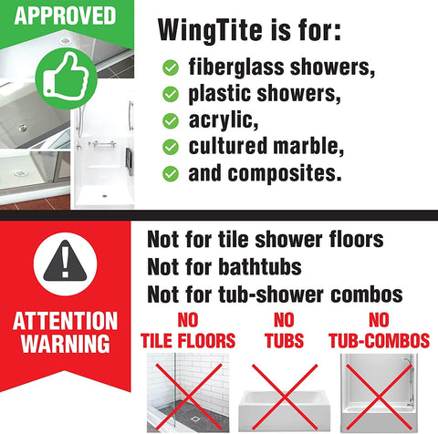 WingTite Pro-Series top-install design enabling easy retrofit in showers.
