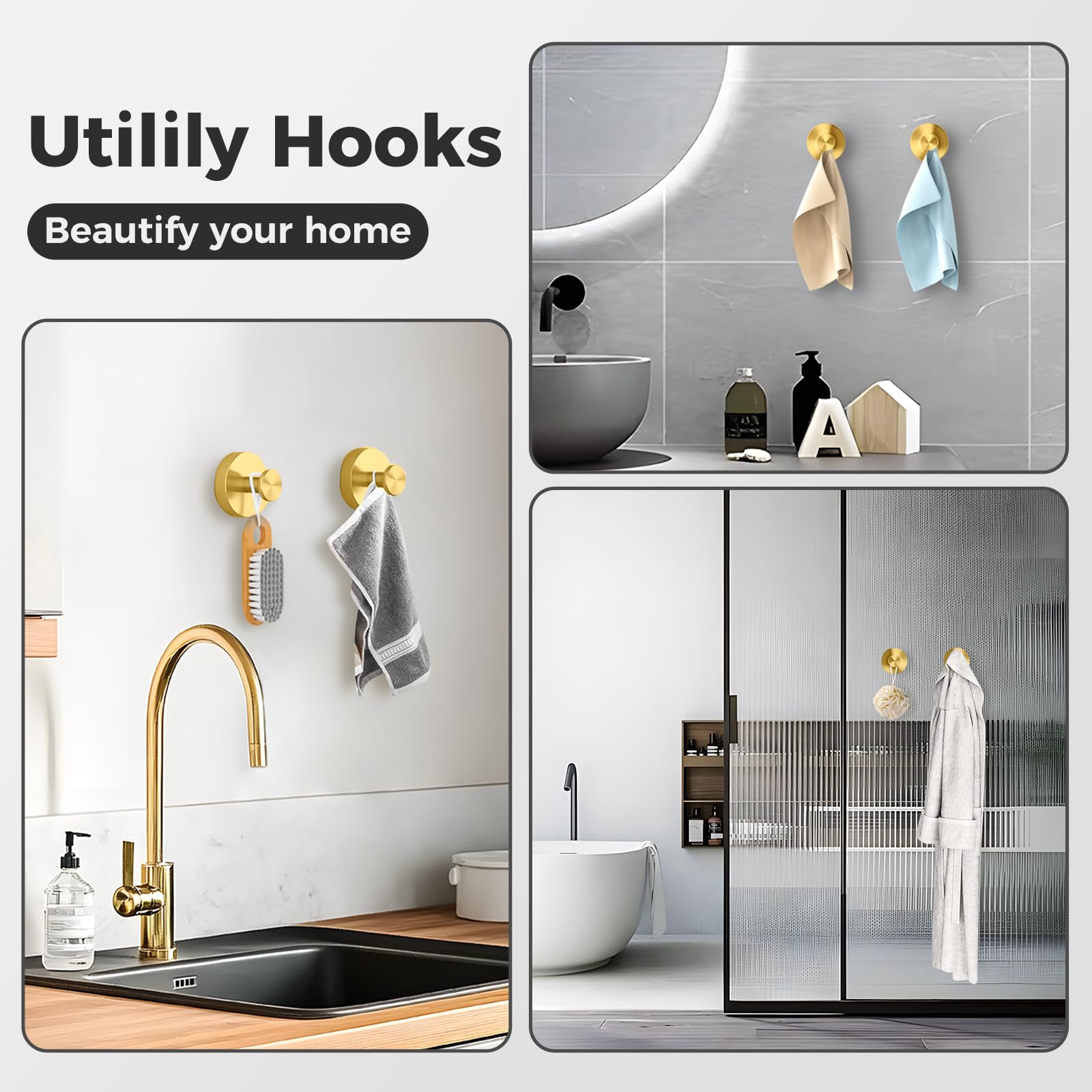 Easy installation by pressing and rotating WingWider gold hooks.