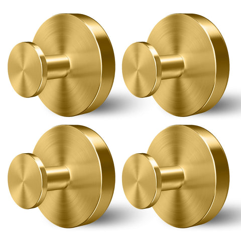 WingWider gold four-pack shower hooks for inside shower, space-saving and sturdy.