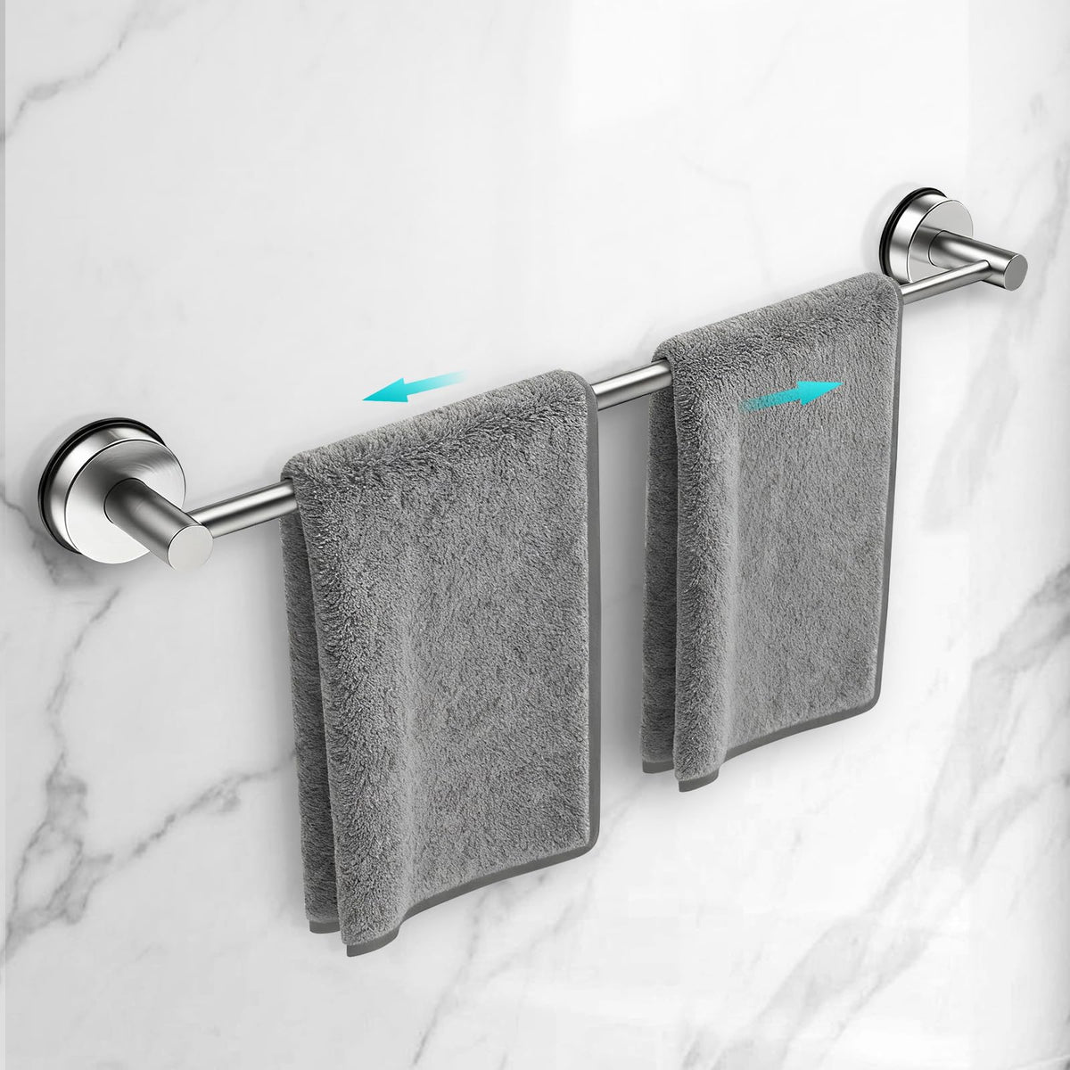 WingWider adjustable suction cup towel bar spans 14.6 to 24 inches for versatile bathroom storage.
