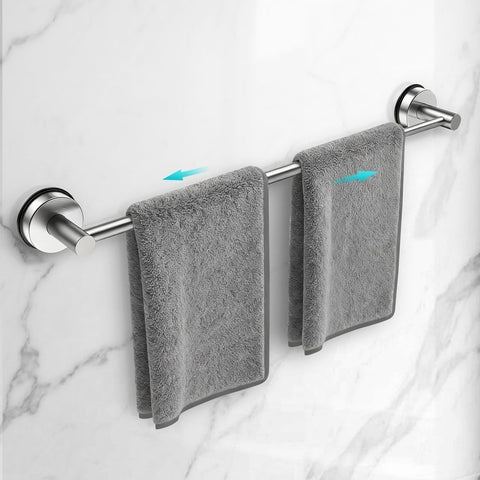 WingWider adjustable suction cup towel bar spans 14.6 to 24 inches for versatile bathroom storage.