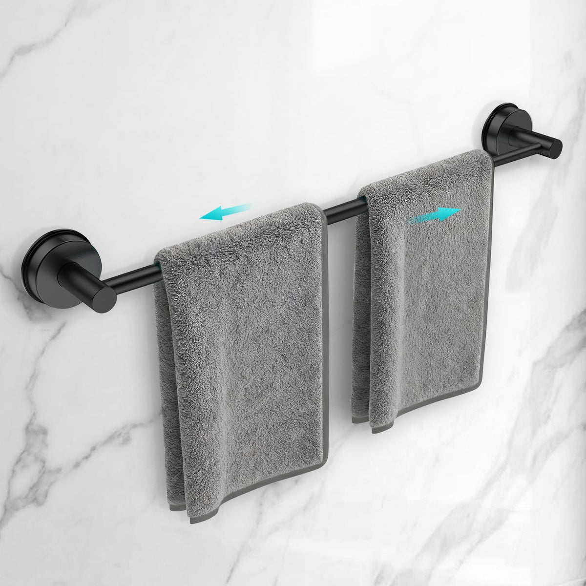 WingWider adjustable suction towel bar with 14.6–24-inch reach for flexible bathroom storage.
